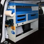 Drawers and shelves in a van used by an inspection service for liquid metering systems