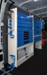 Drawers in a van used by fork life service technicians