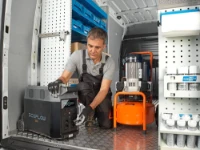EcoFlow, the portable power station, in a van fitted out by Syncro System