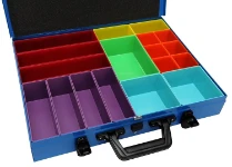 Example of portable utility case with mix&match mini bins