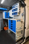 Fit-out at the front of the Jumper with worktops and vice