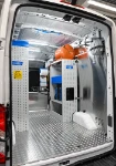 Fit-out with shelving, power station and compressor in the Transit