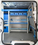 Floor panel and bulkhead lining in resin-coated marine plywood and securing straps in the Talento