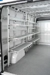 Fold-away shelves for express courier vans