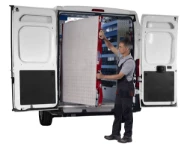 Folding out the van’s loading ramp