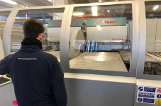 Francom's panel forming machine in operation
