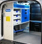 Left wall of the Courier with pull-out containers and drawers