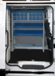 Left-hand side Vivaro shelving, seen from the side door
