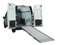 Loading ramp fully extended and reaching the ground