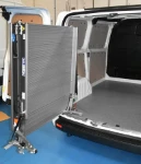 Loading ramp swung to the side in the Volkswagen Transporter