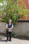 Maria Menon under her beloved pomegranate tree