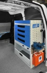 Metal drawers and pull-out vice on the Nissan NV200
