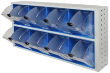 Open transparent drawers on a metal body for vans