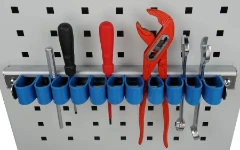 Plastic press-fit tool clips on a slide bar