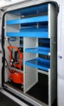 Racking solution seen from the side door of the Ducato