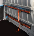 Rails and straps in a van