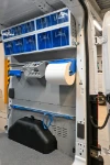 Rails with straps, paper roll holder, silicone holder and transparent drawers for the Transit