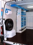 Lato sinistro Opel Movano con pianale, pannellatura, copriruota, ganci e rotaia per cinghie