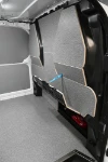 Resin-coated marine plywood bulkhead lining in the Custom