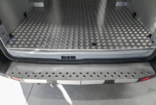 04_A close-up of the stainless-steel footplate on the Ford Transit’s rear sill