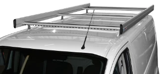 A Ford Custom’s roof rack, showing the loading roller and side fences
