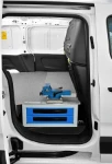 A pull-out vice bench and underfloor drawers in the Citroen Berlingo