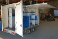 A trailer fitted out as a mobile workshop