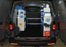 A van kitted out for installing air conditioning