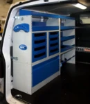 A van with drawers and shelves for an industrial refrigeration service