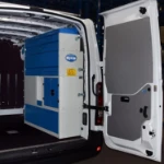 Shelving and storage in a shop refurbishers’ van