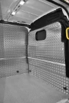 The Transit’s floor liner and aluminium tread plate bulkhead and bodywork liners