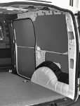 Right side of the Volkswagen Caddy with wood floor and steel lining