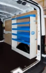 Shelving for a commercial vehicle used for servicing gantries