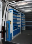 Shelving in a Syncro van upfit for a plumber