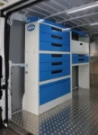 Shelving in a van operated by cold room technicians