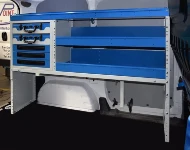 Shelving on the left of the NV200