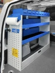Shelving on the left side of the Nissan NV200 by Syncro