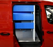 Shelving seen from the side door of the Ford Transit Connect