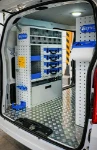Shelving, transparent drawers and cases on the left side of the BYD ETP3
