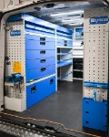 Shelving with compartments, drawers, vice and upper gutter for the Talento