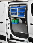 Shelving with shelves, drawers, vice and jerry cans for the Fiat Doblò