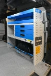 Shelving with shelves with dividers, metal drawers and strap for the Vivaro