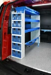 Shelving with strap, containers and transparent drawers in the Caddy