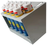 Silicone cartridges in a rack