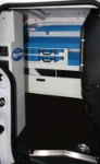 Storage in a van used by printing equipment service engineers
