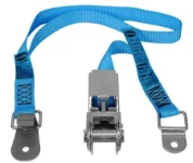 Straps with ratchet tensioner and quick release fitting