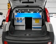 The back of the Fiat Panda with Syncro System racking