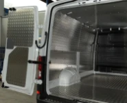 The left of the Crafter, showing the aluminium treadplate liners