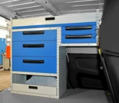 The racking configuration on the left of the ProAce City, seen through the side door