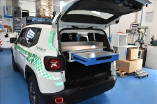 The Syncro drawer with writing board, in extended position, in the police Panda